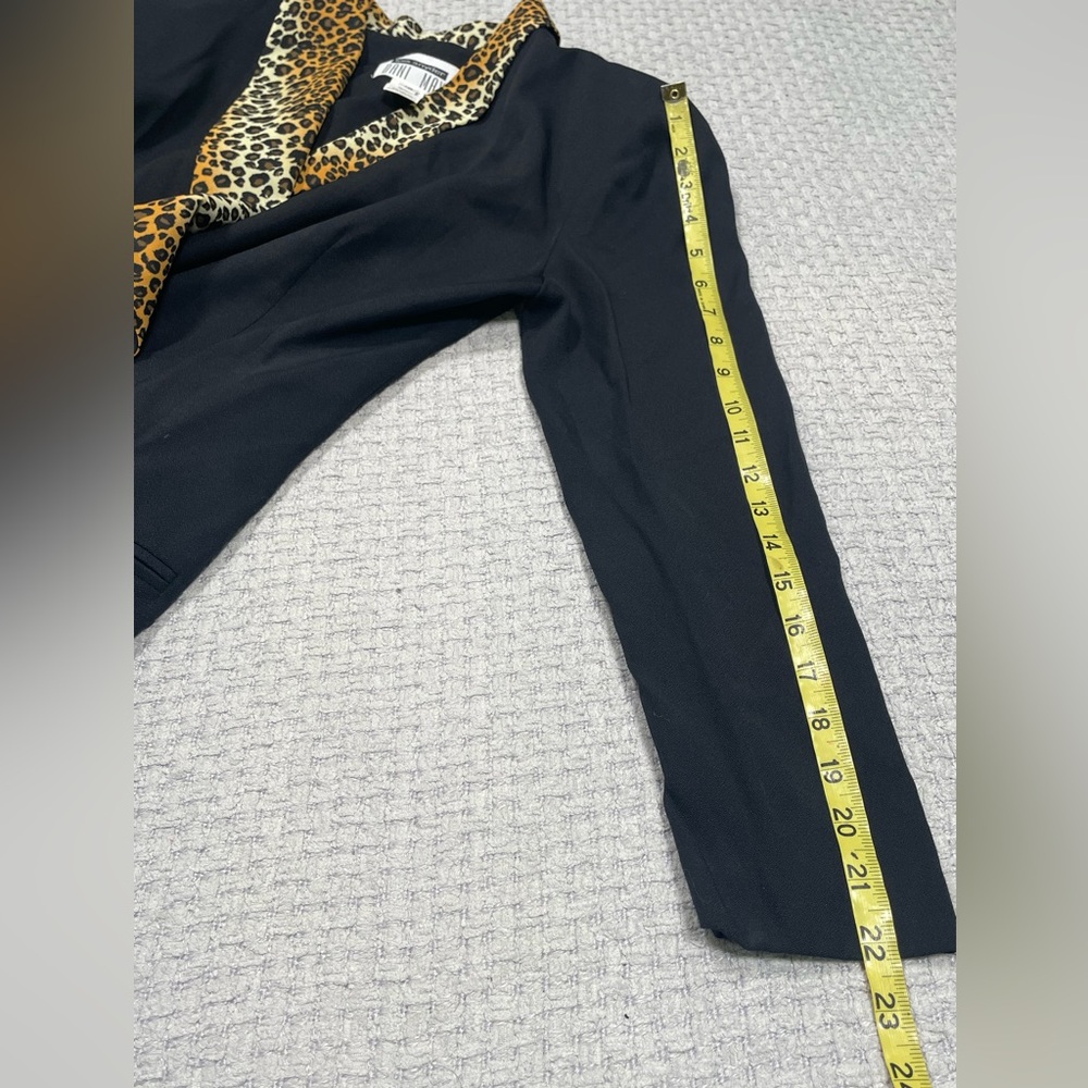 Vintage Black Double Breasted Blazer Jacket Leopard Print Collar Retro 80’s 90’s - Picture 16 of 16